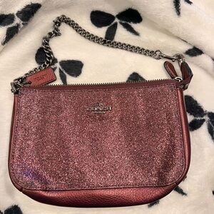 Coach LARGE WRISTLET 19 IN GLITTER FABRIC